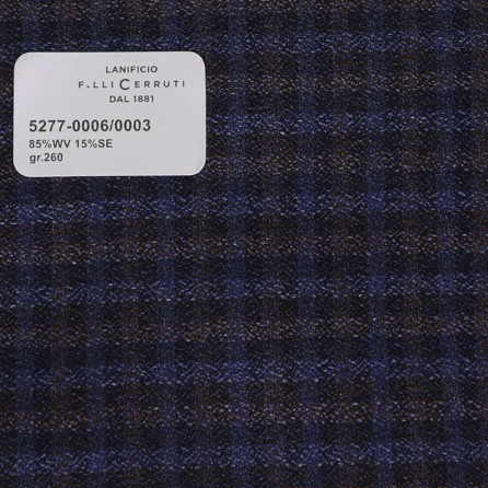 5277-0006/0003 Cerruti Lanificio - Vải Suit 100% Wool - Xanh Dương Caro Đen